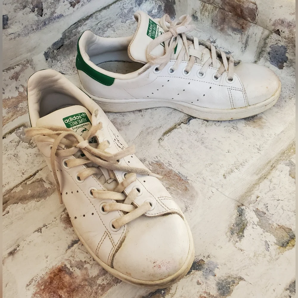 Adidas Stan Smith Low White Green Shoes Size Youth 4.5